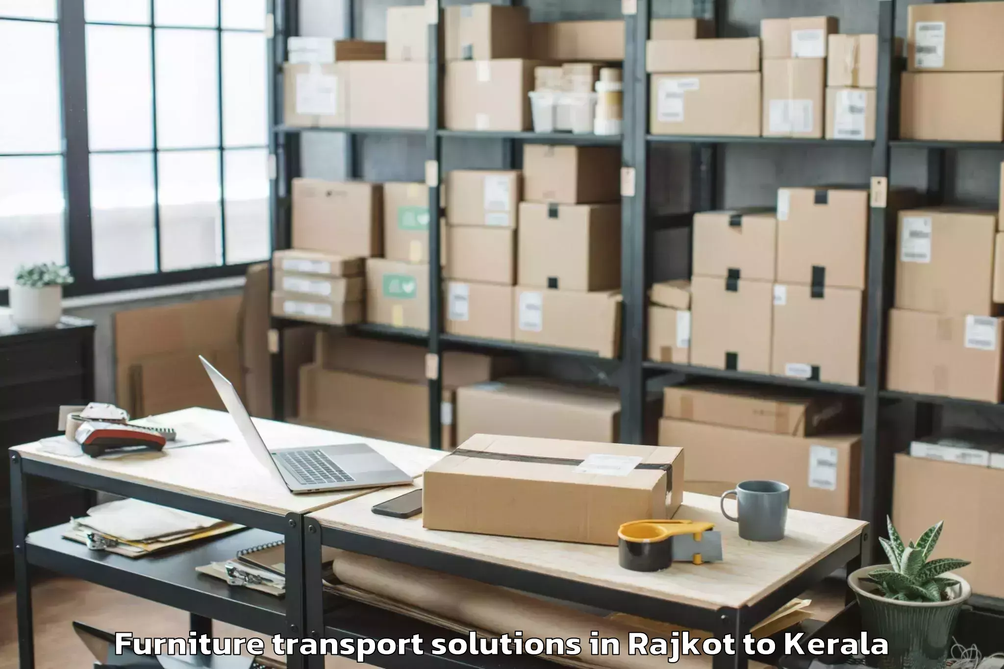 Top Rajkot to Azhikode Furniture Transport Solutions Available